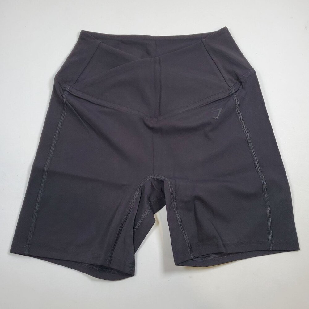 Gymshark Black Crossover Shorts Women Size Small High Waisted Workout Athletic